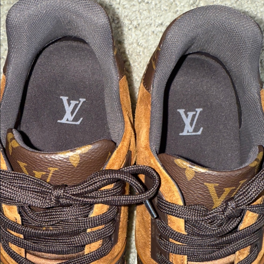 AUTHENTIC Louis Vuitton Men's Dark Brown and Black Sneakers - Picture 3 of 7